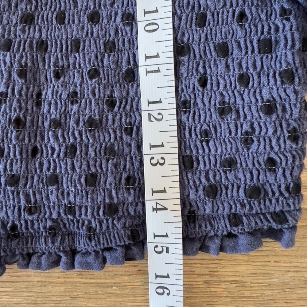 ZARA Polka Dot Smocked Ruffle Crop Top-Long Balloon Sleeve-Boho Festival-Blue - Picture 12 of 16